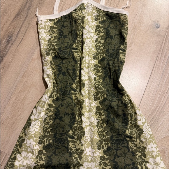 Floral Mini Dress in Green and Cream - Picture 2 of 4